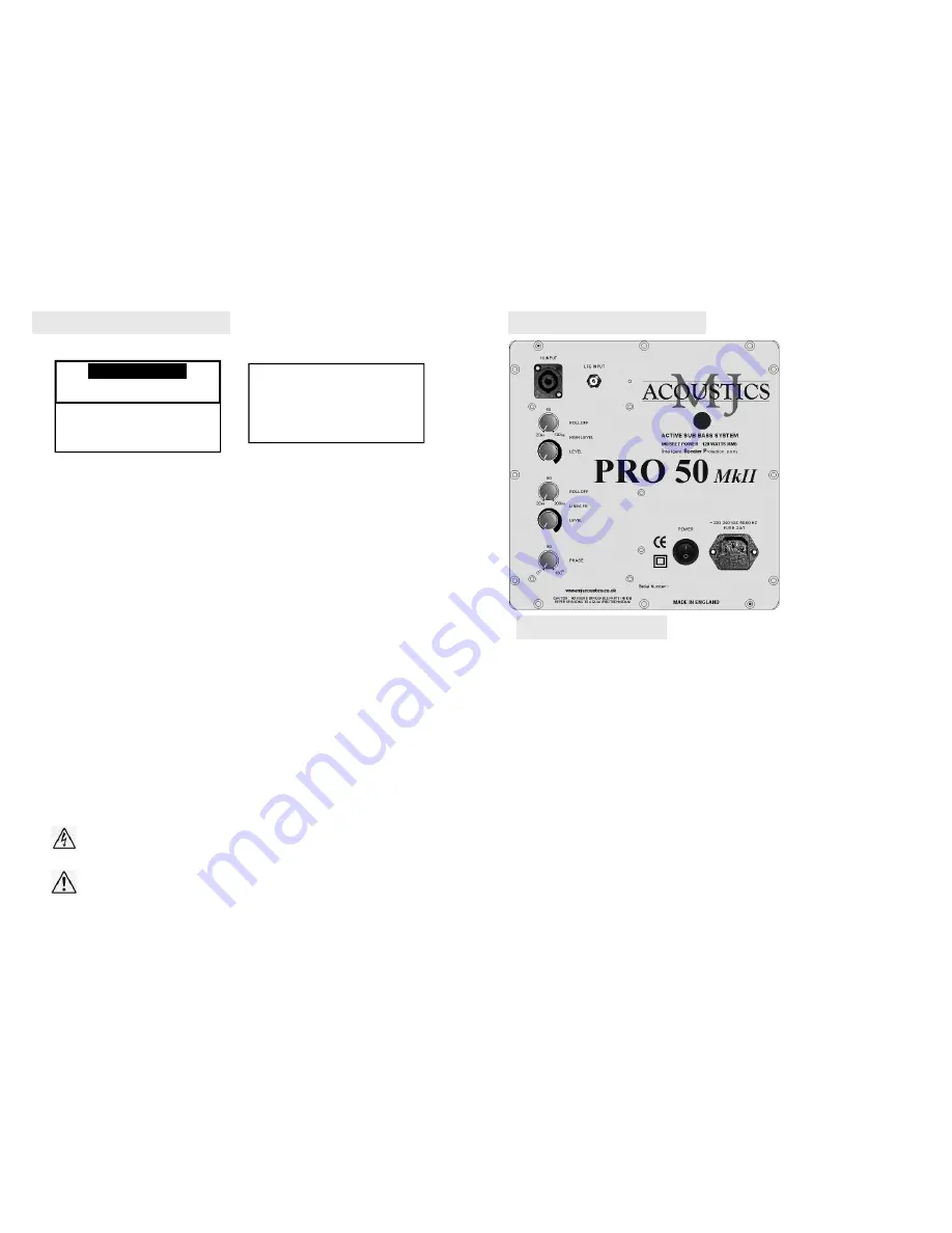 MJ Acoustics PRO 50Mk2 User Manual Download Page 2