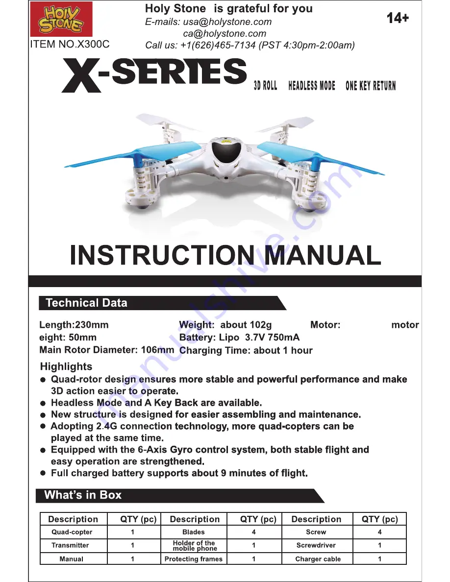 MJX X300C Instruction Manual Download Page 1