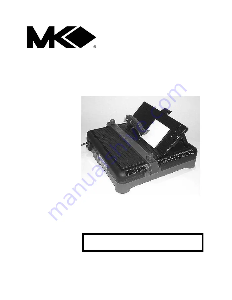 MK Diamond Products MK-145 Owner'S Manual & Operating Instructions Download Page 1