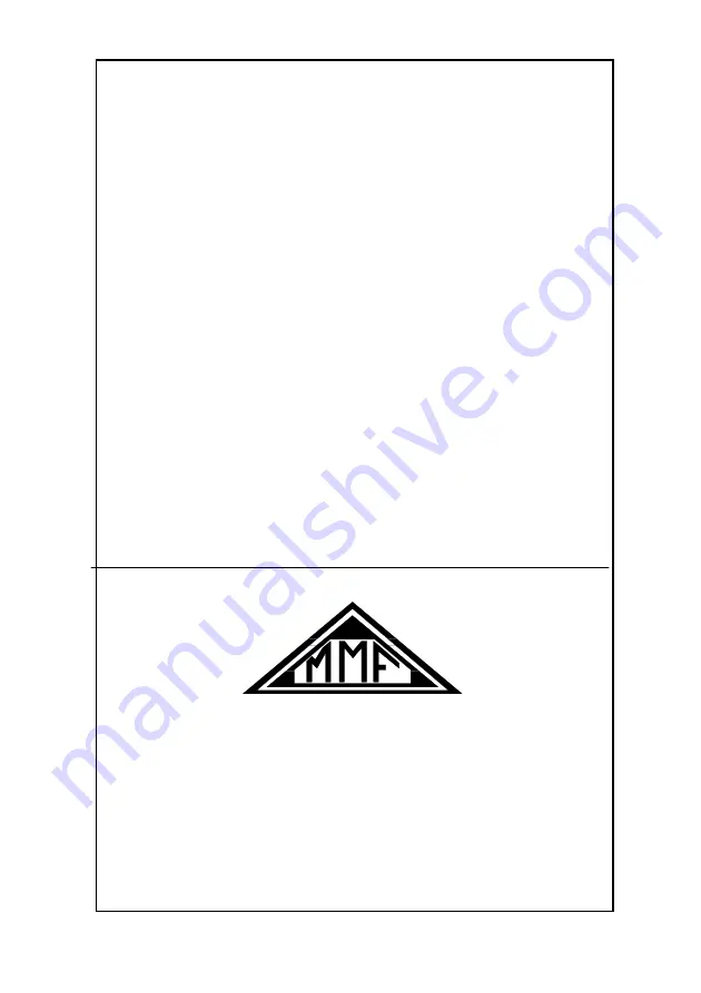 MMF M68 Series Operator'S Manual Download Page 1