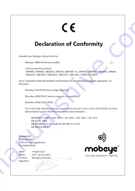 Mobeye CM4300 User Manual Download Page 31