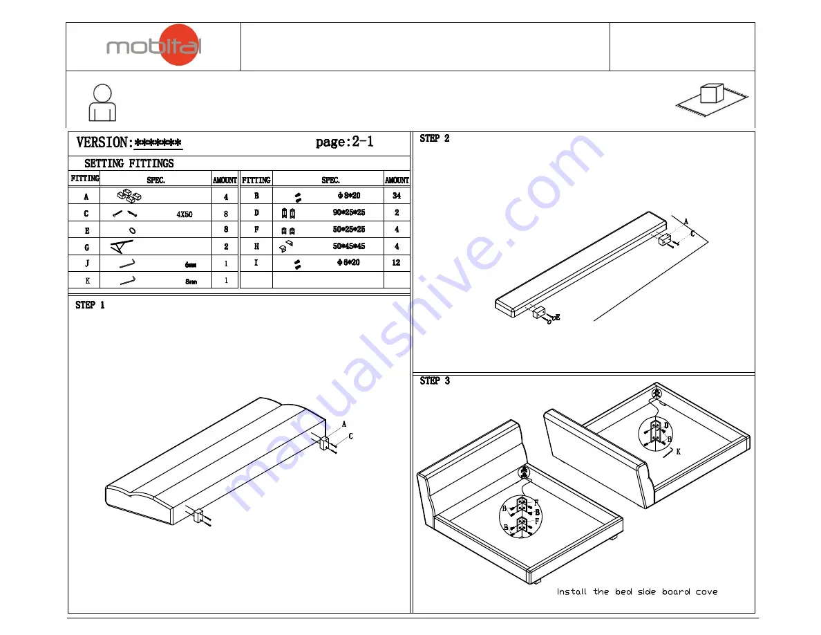 Mobital CHEVALIER STORAGE BED Assembly Instructions Download Page 1