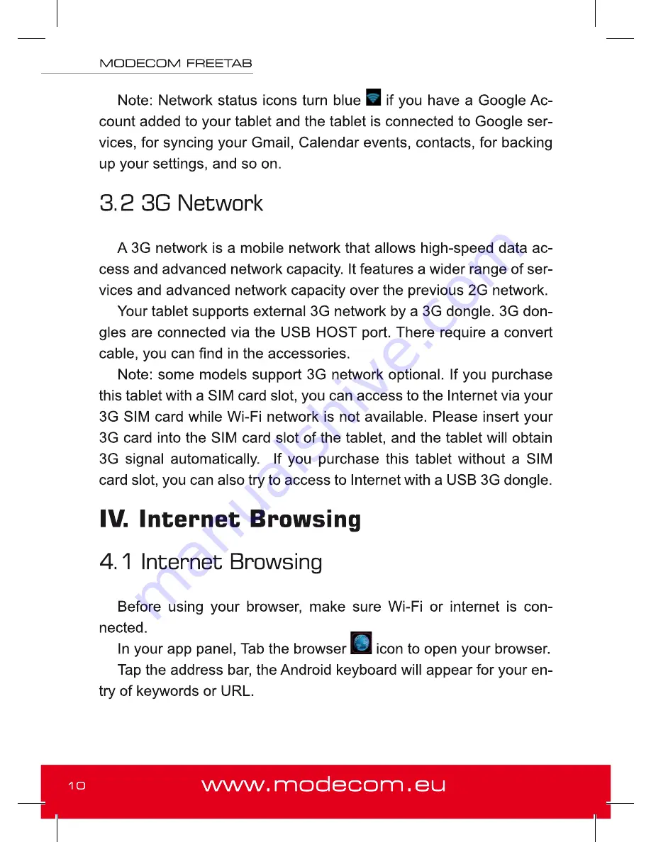 Modecom freetab 2096+ User Manual Download Page 10