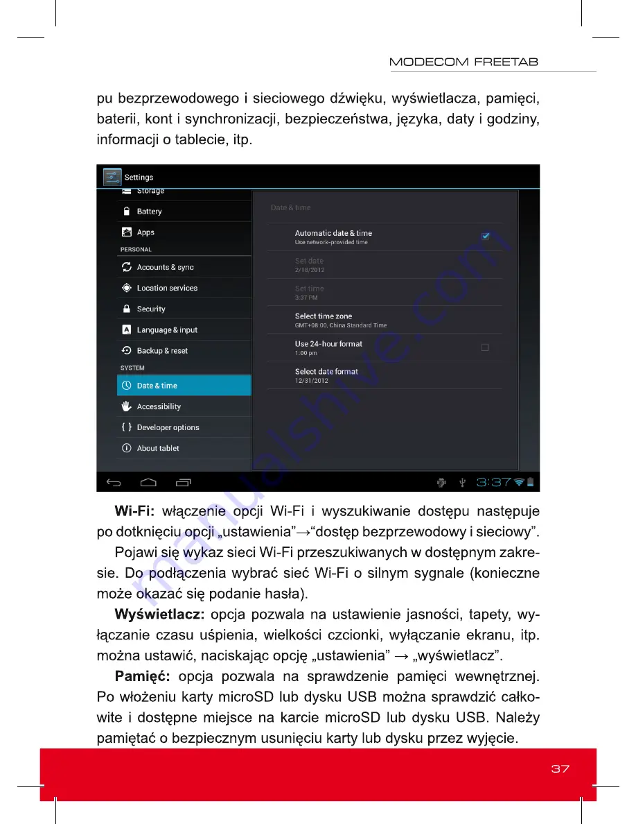 Modecom freetab 8001 Скачать руководство пользователя страница 37