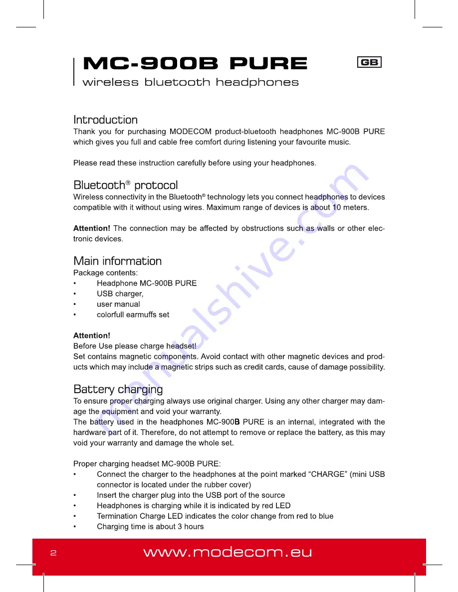 Modecom MC-900B PURE User Manual Download Page 2