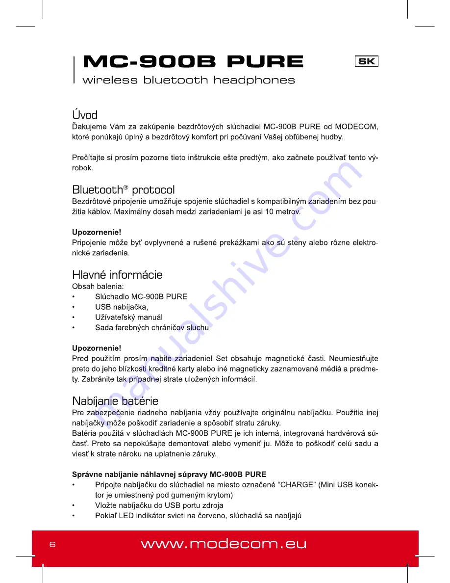 Modecom MC-900B PURE User Manual Download Page 6