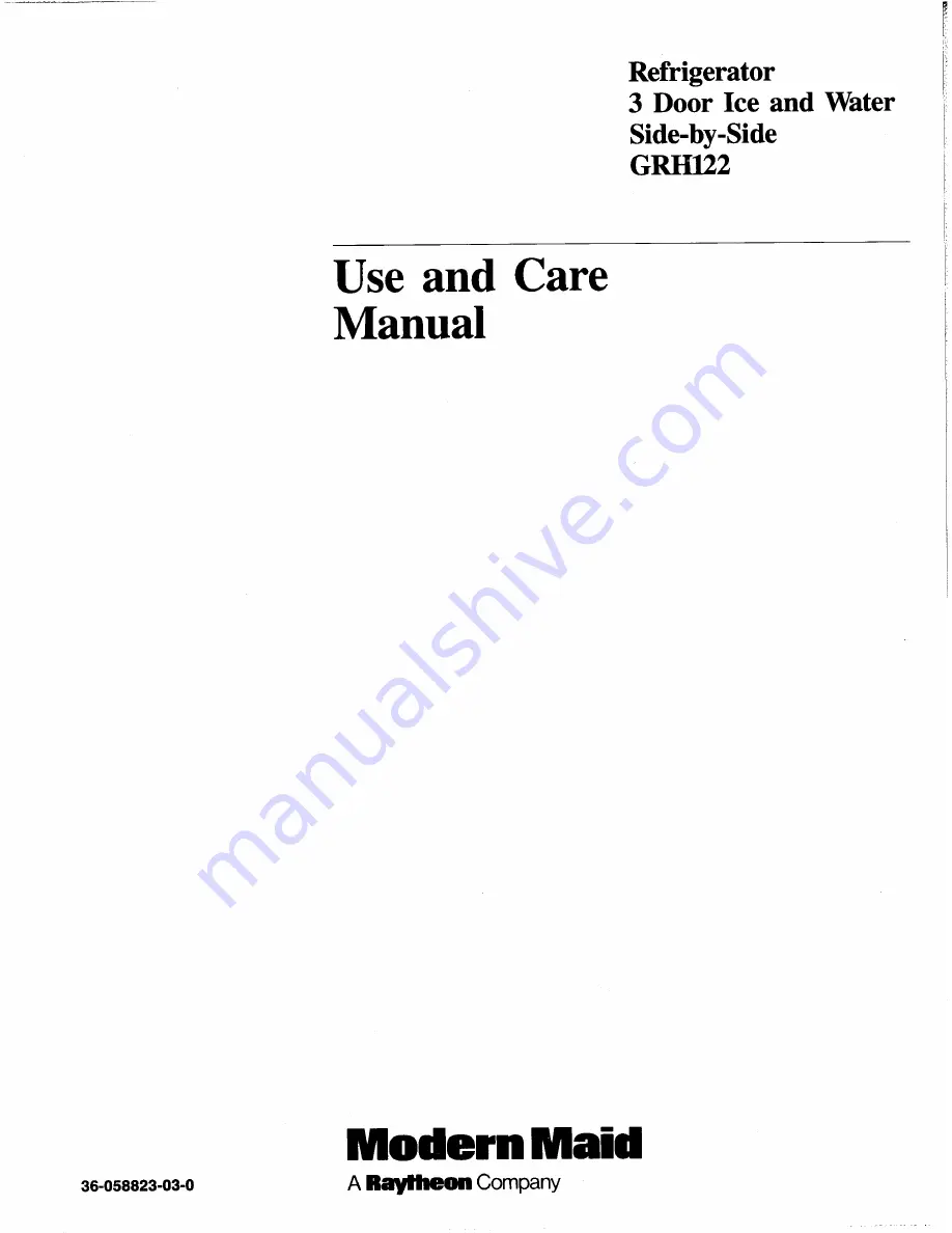 MODERN MAID GRH122 Use And Care Manual Download Page 1