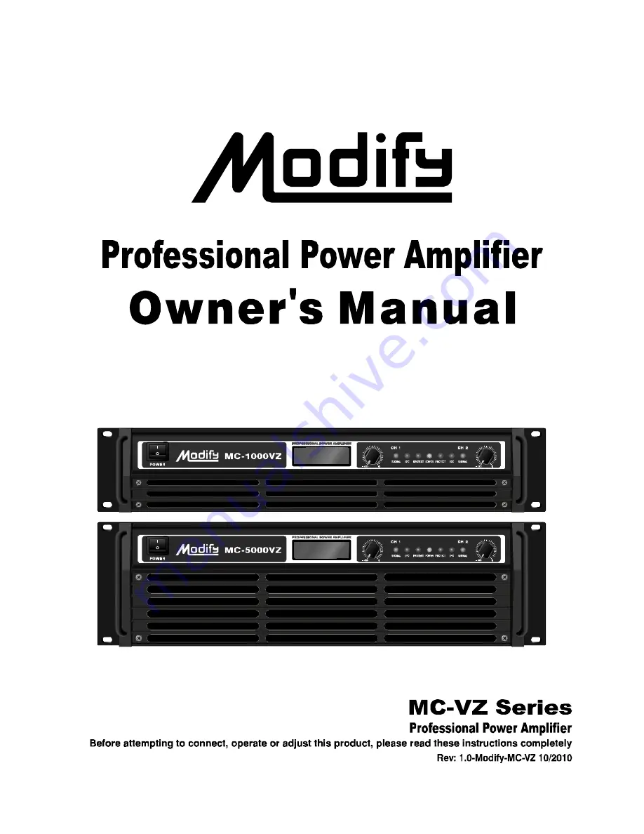 Modify MC-VZ series Owner'S Manual Download Page 1