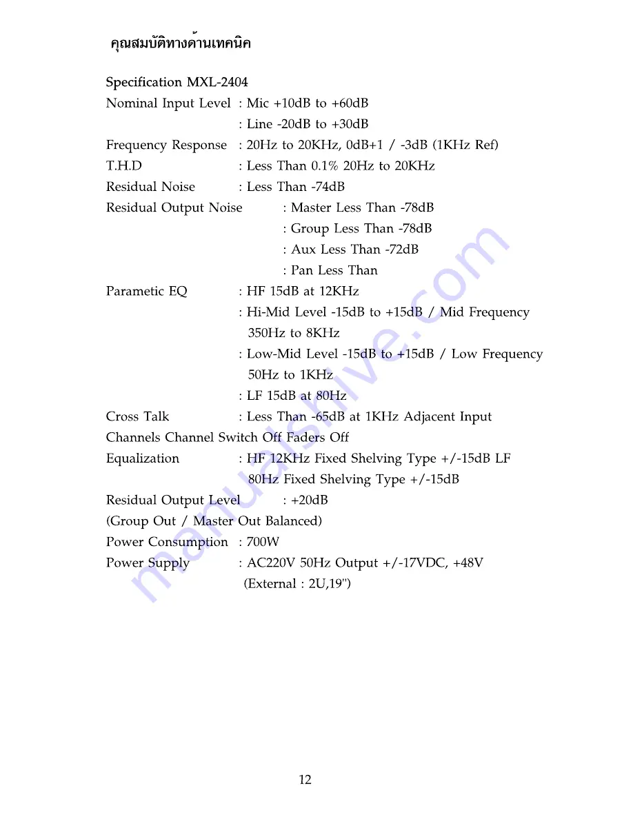 Modify MXL-2402 User Manual Download Page 13