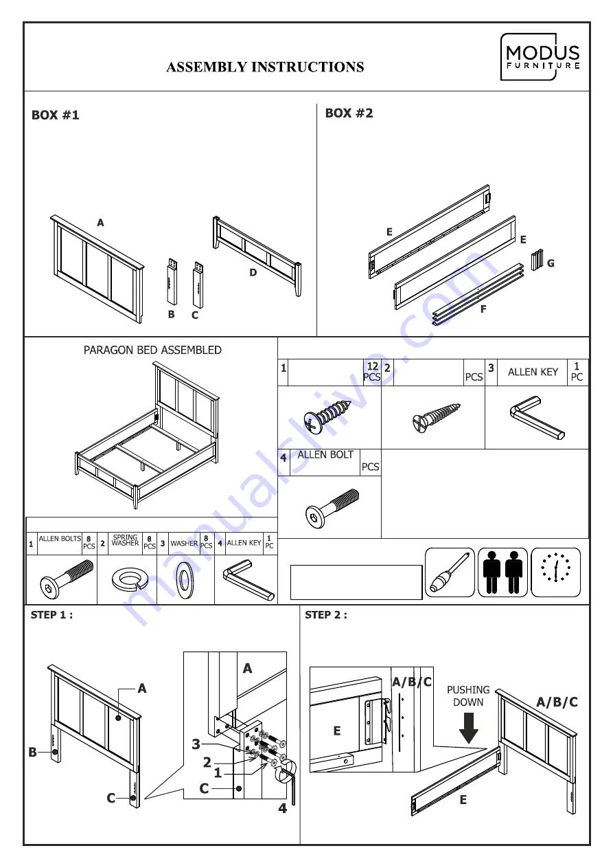 Modus Furniture PARAGON 4N02L4 Assembly Instructions Manual Download Page 1