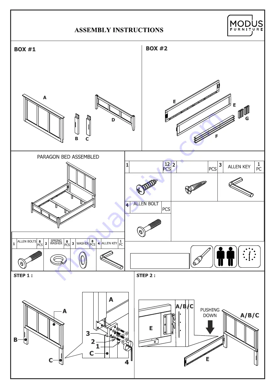 Modus Furniture PARAGON 4N02L4 Assembly Instructions Manual Download Page 4