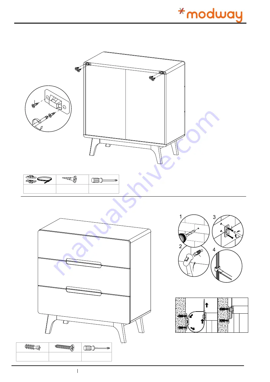 modway CHEST OF DRAWERS MOD-6074 Assembly Instructions Manual Download Page 12