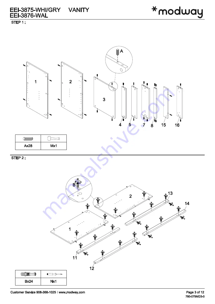 modway EEI-3875-GRY Quick Start Manual Download Page 3