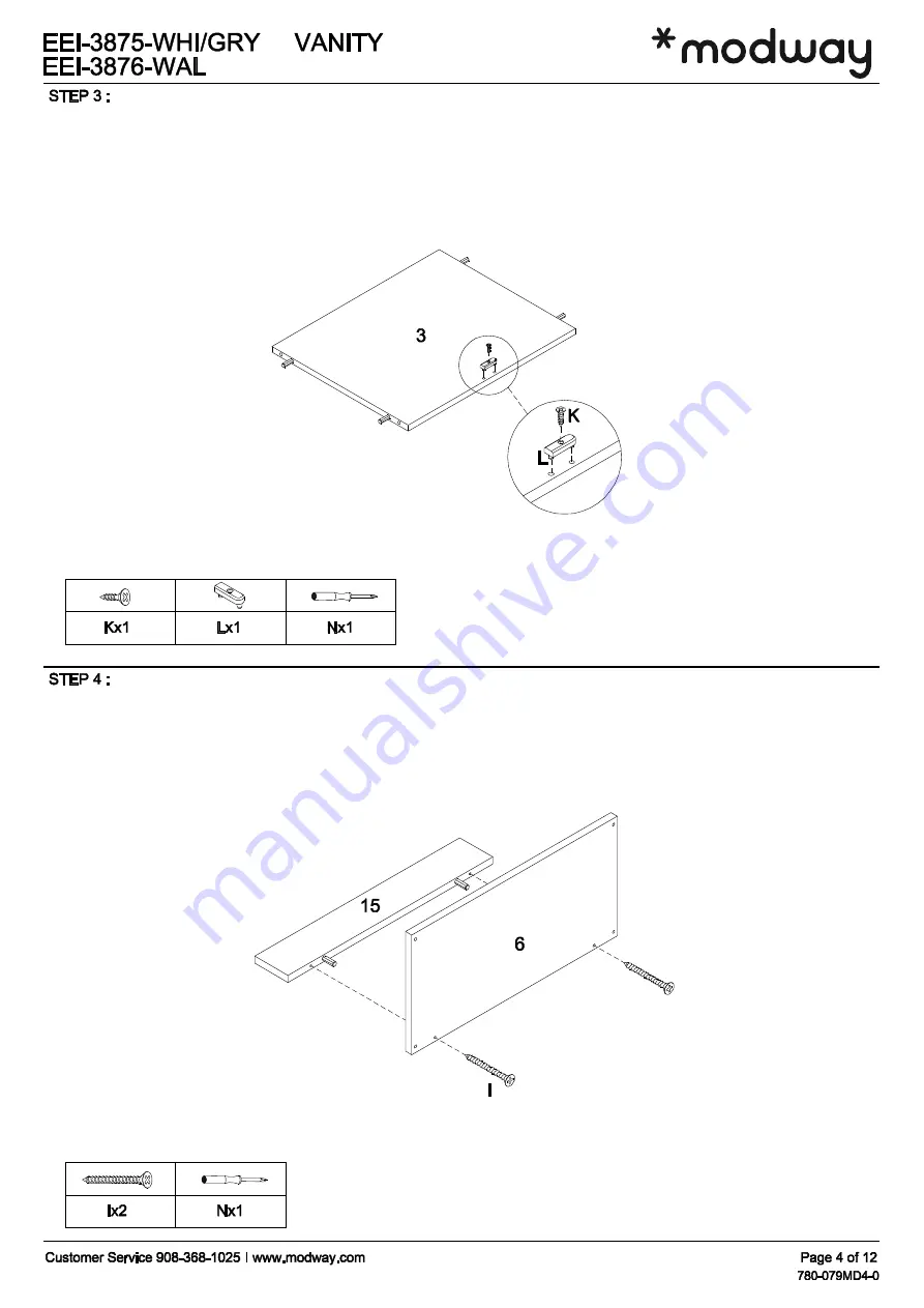 modway EEI-3875-GRY Quick Start Manual Download Page 4