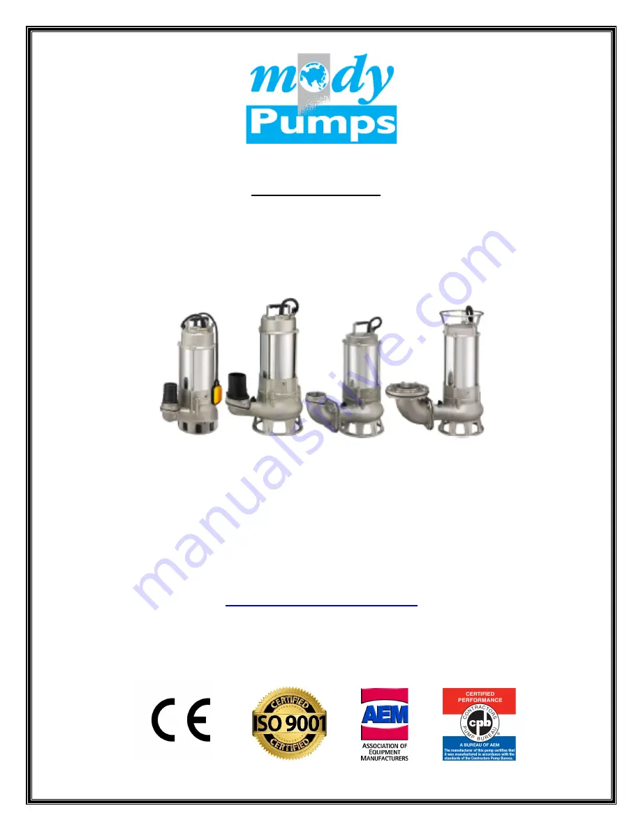 Mody Pumps MSVSS Operating Instructions - Installation Maintenance Download Page 1