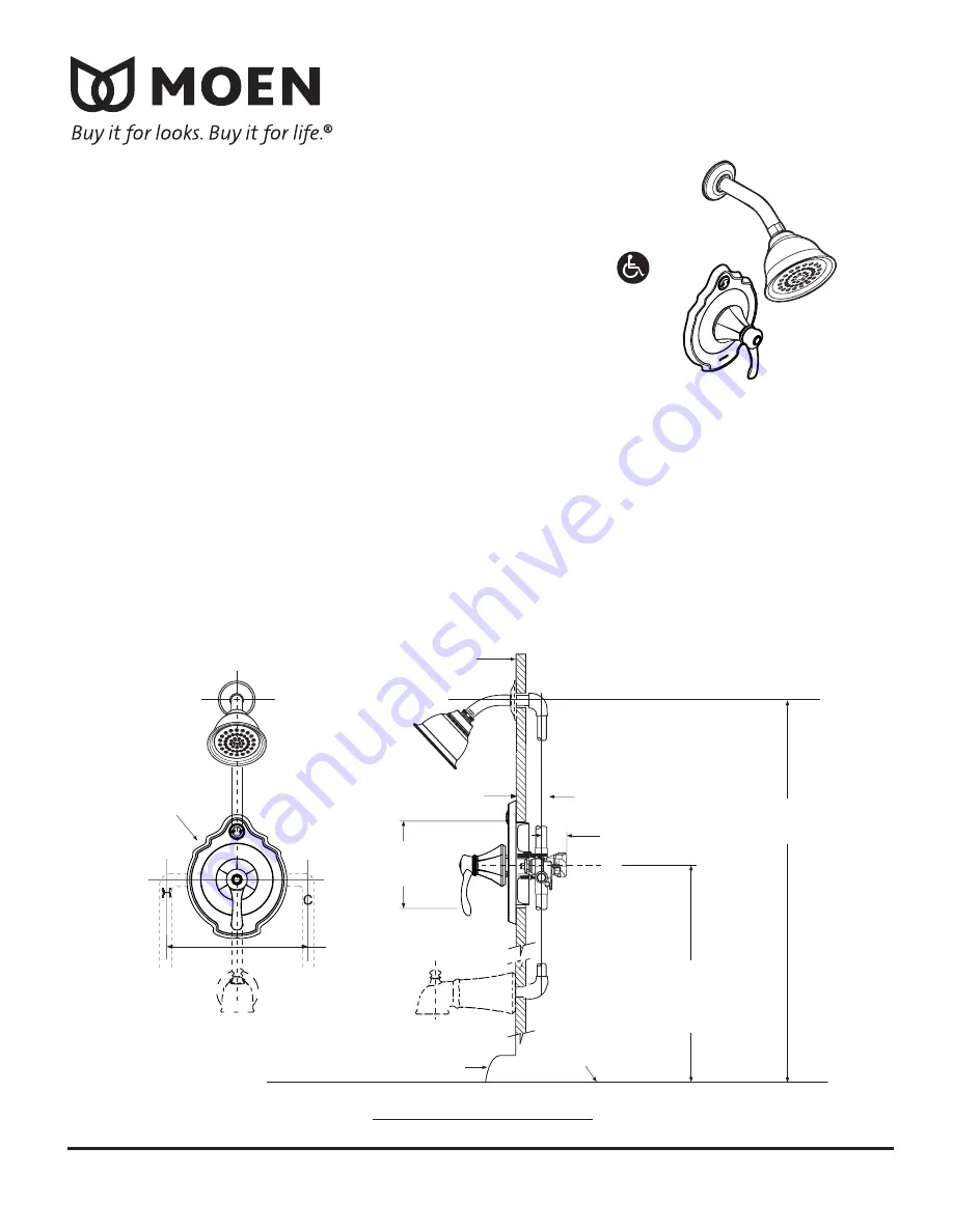 Moen Single-Handle Shower Trim Only T2605BN Скачать руководство пользователя страница 1