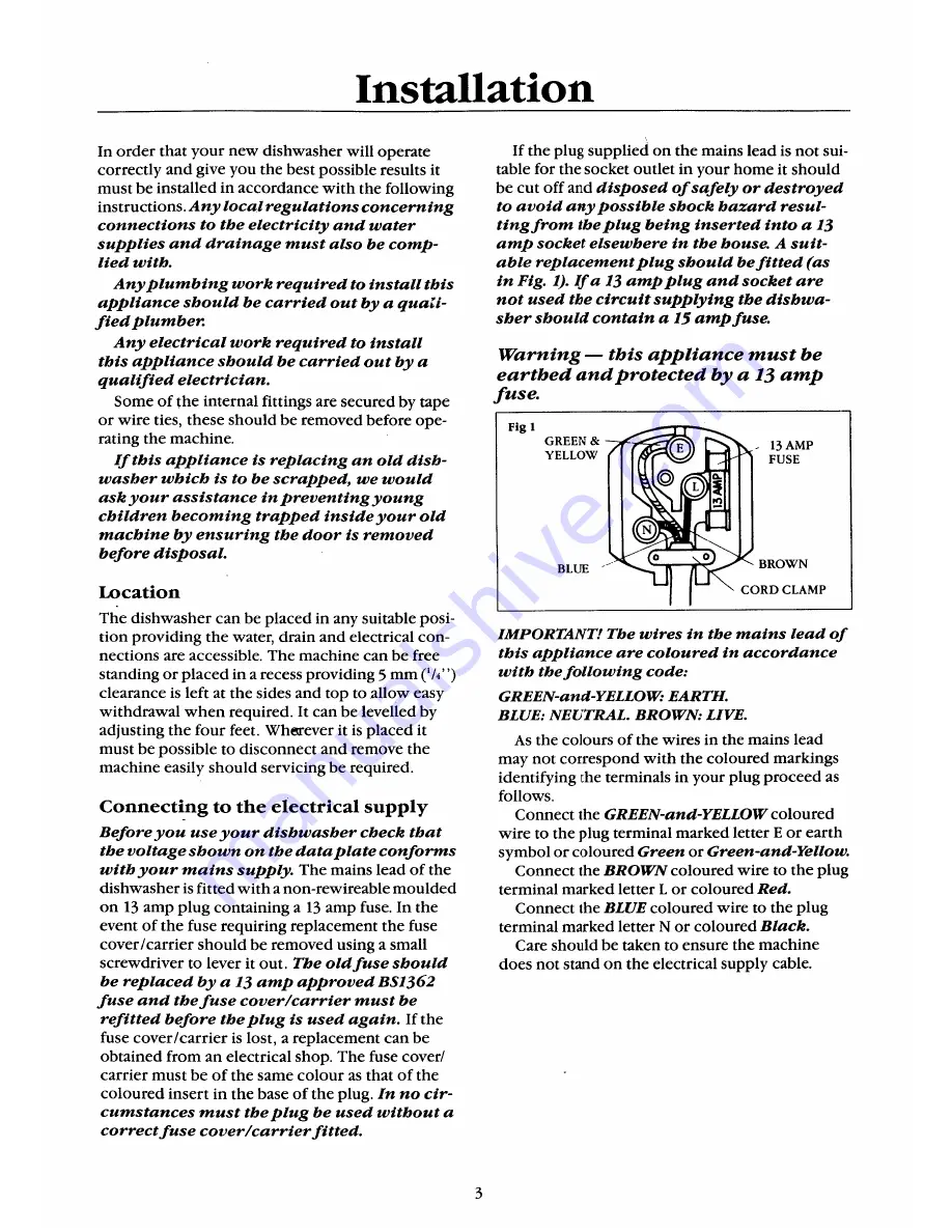 Moffat 31HF Installation & User'S Instructions Download Page 3