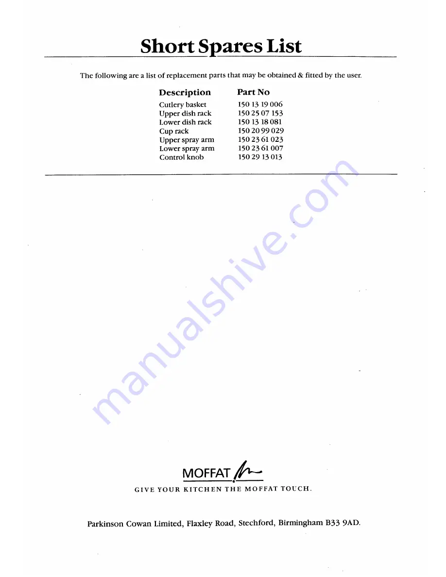 Moffat 31HF Installation & User'S Instructions Download Page 16