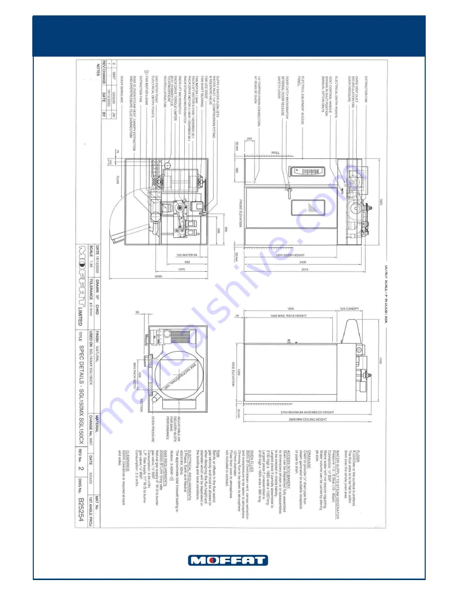 Moffat Turbofan 150 Technical Specifications Download Page 2