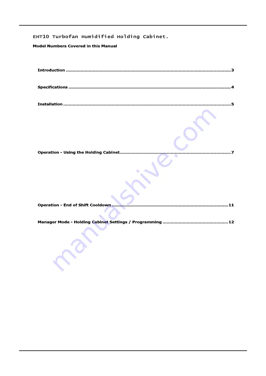 Moffat turbofan EH Series Installation And Operation Manual Download Page 3