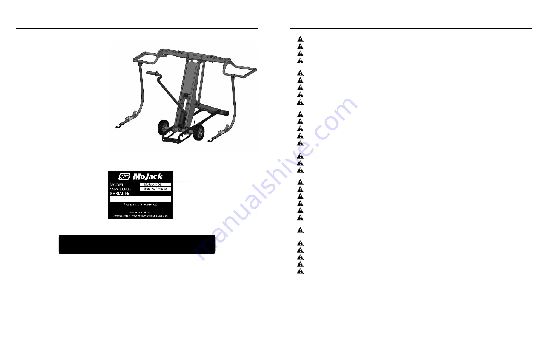 MoJack HDL 45501 Instructions For Assembly And Operation Manual Download Page 2