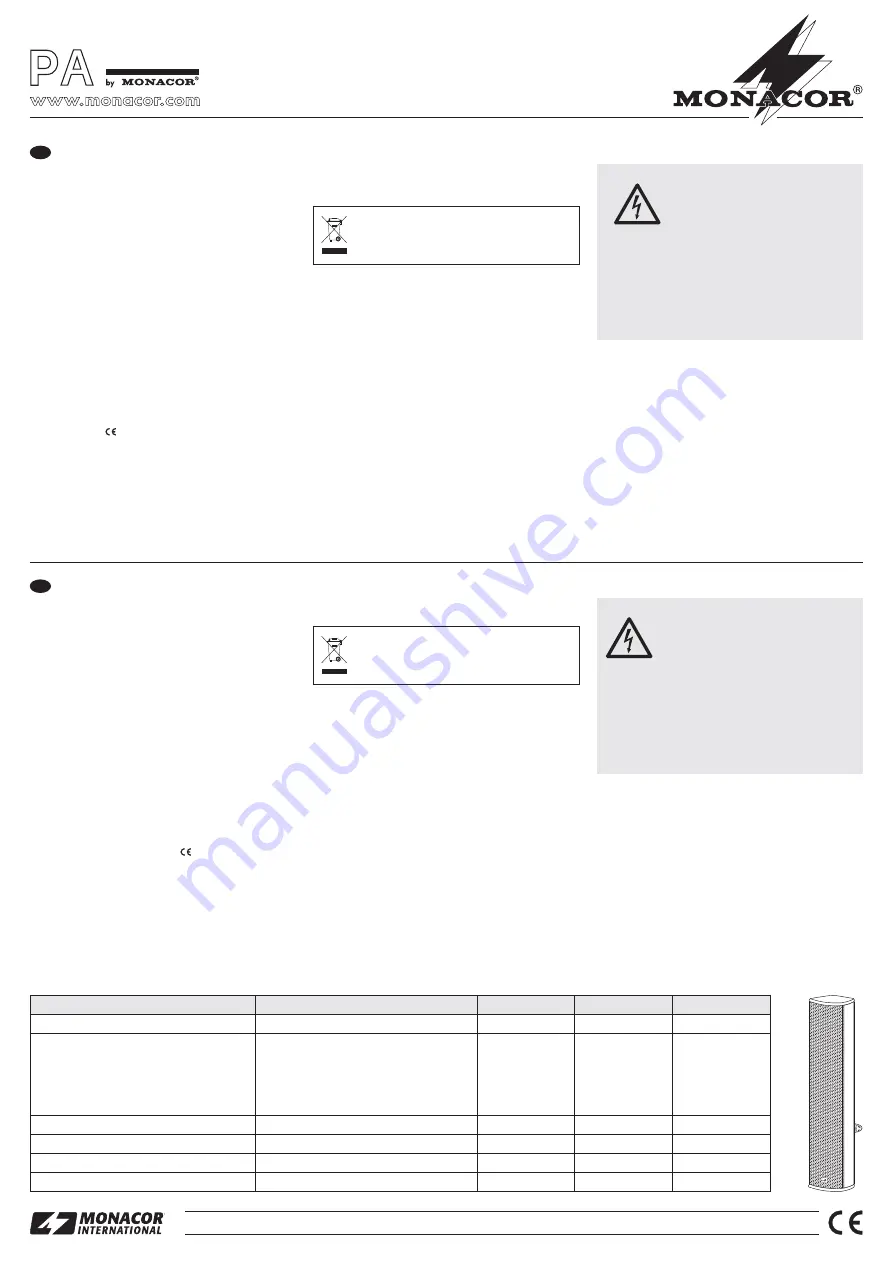 Monacor ETS-410TW/WS Operating Instructions Download Page 3