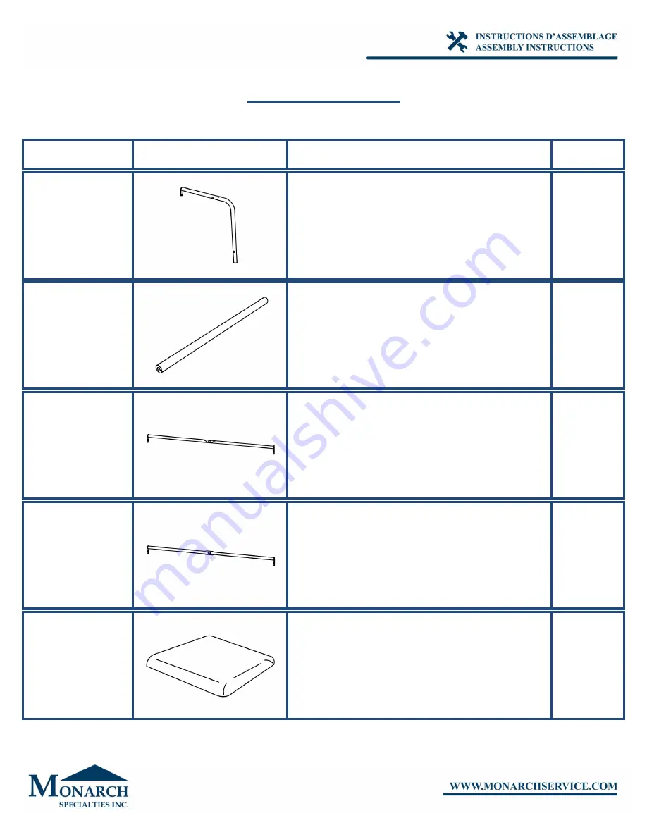 Monarch Specialties I 1013 Assembly Instructions Manual Download Page 3