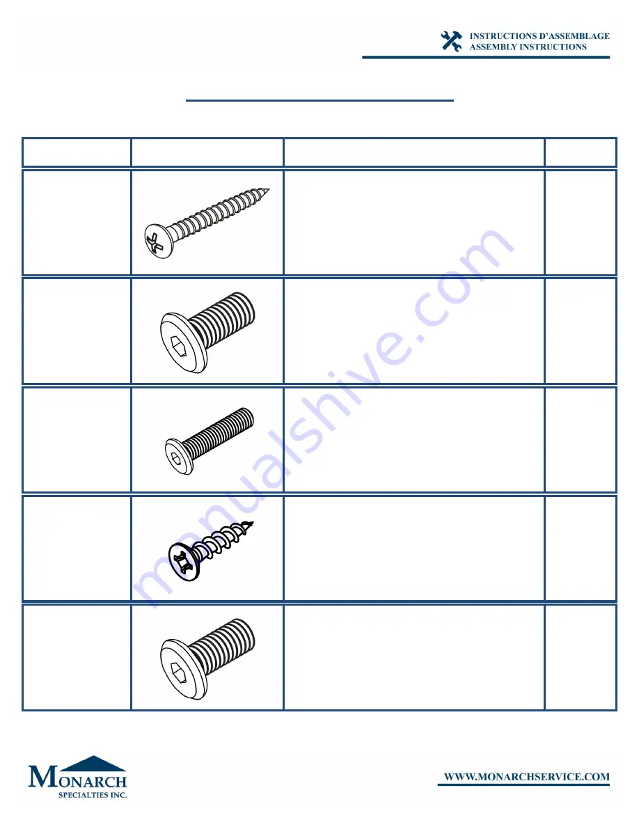 Monarch Specialties I 1013 Assembly Instructions Manual Download Page 4