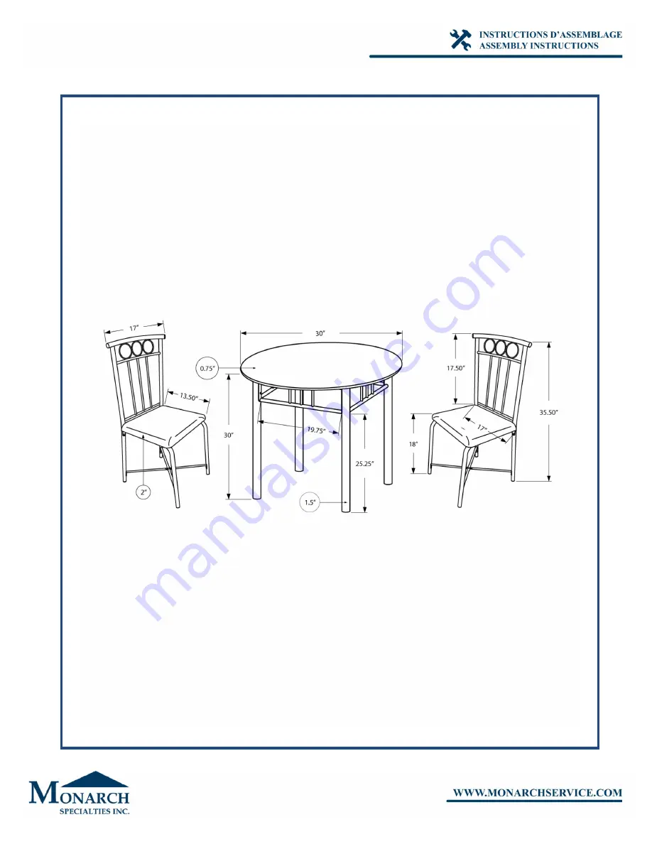 Monarch Specialties I 1013 Assembly Instructions Manual Download Page 9