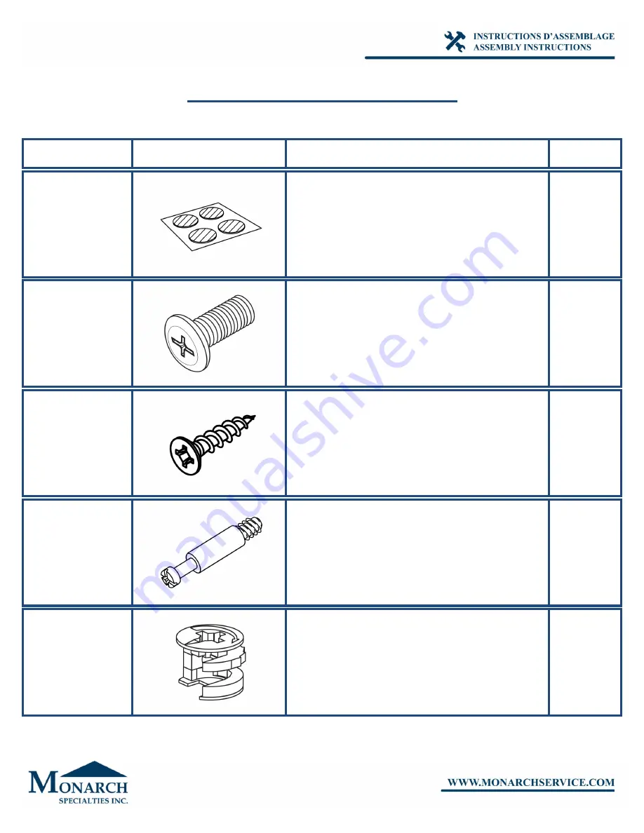 Monarch Specialties I 2542 Assembly Instructions Manual Download Page 9