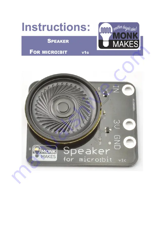 MonkMakes SPEAKER FOR MICRO:BIT Instructions Manual Download Page 1