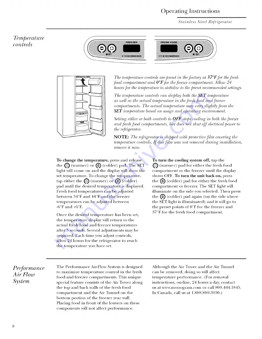 Monogram Monogram 197D3359PO02 Owner'S Manual Download Page 8