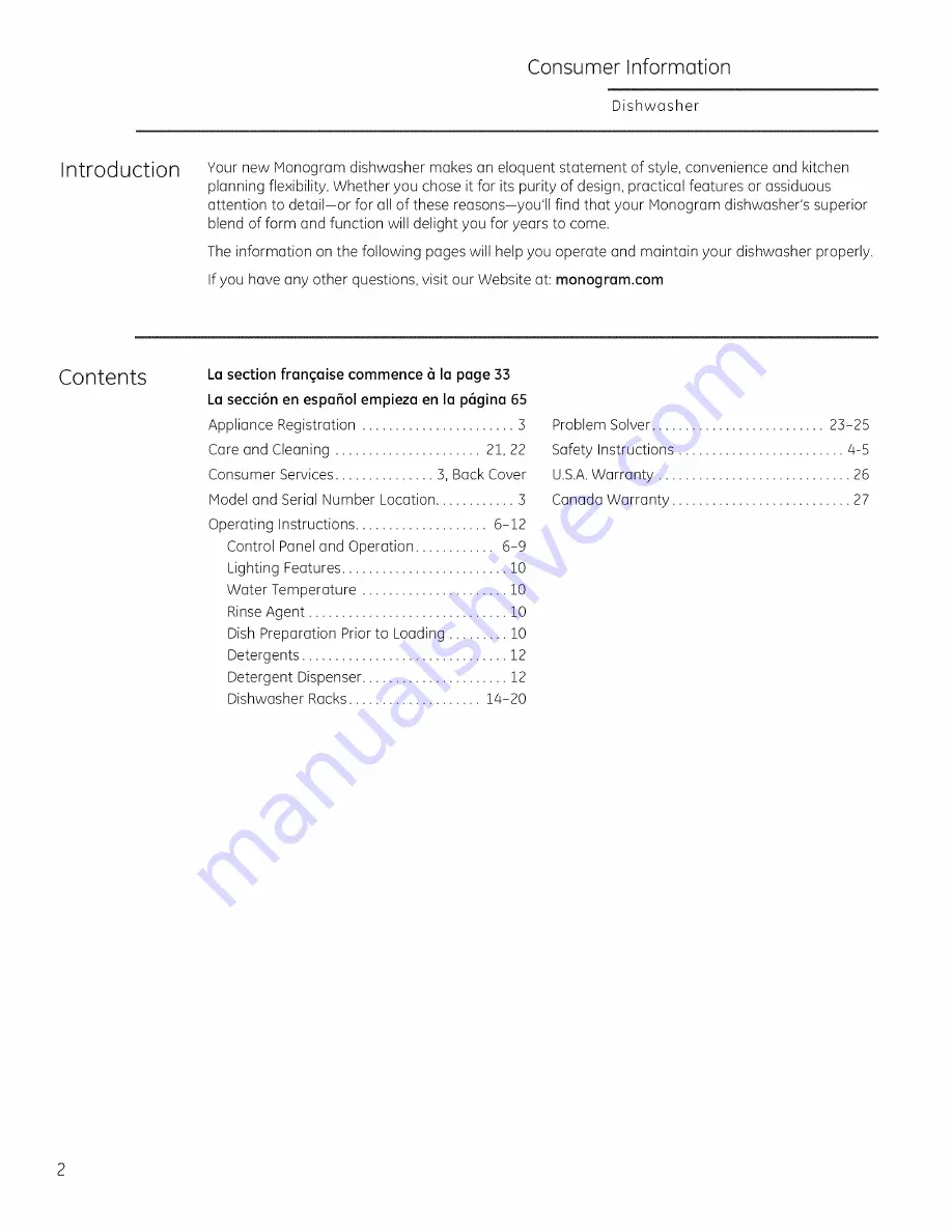 Monogram ZDT800 Скачать руководство пользователя страница 2