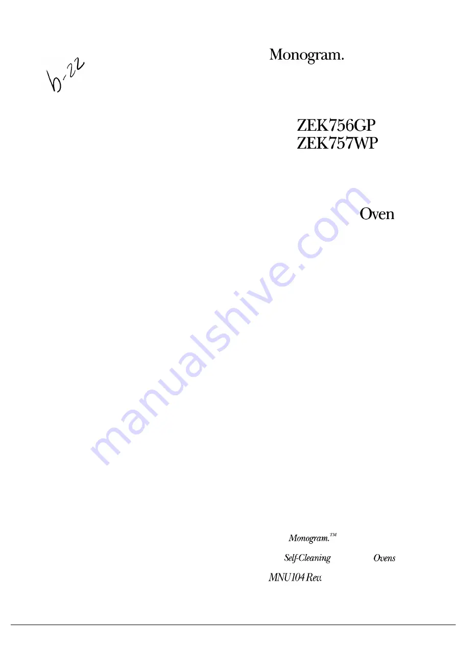 Monogram ZEK756GP Use And Care Manual Download Page 1