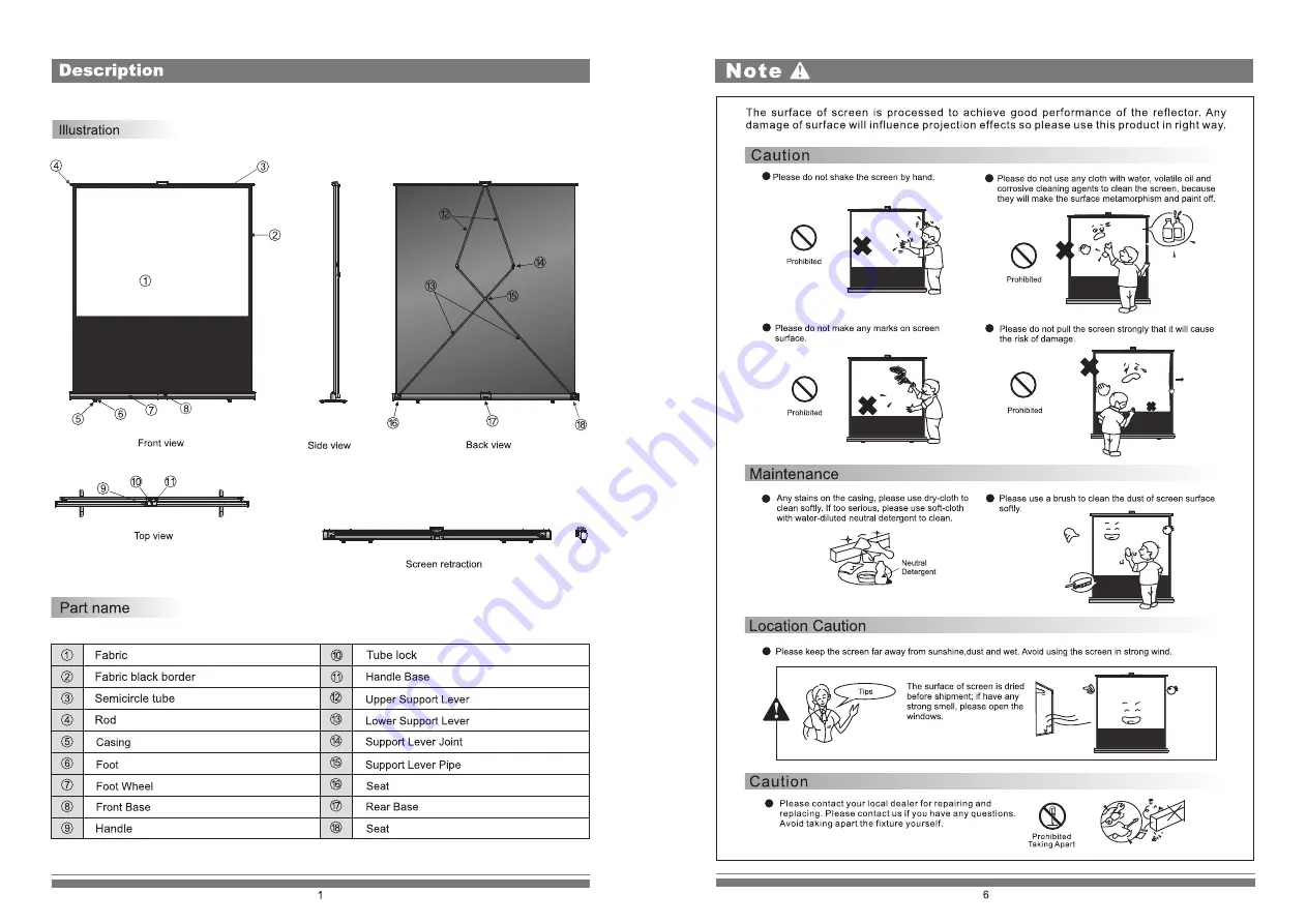 Monoprice Portable Pull-up Screen Instruction Manual Download Page 2