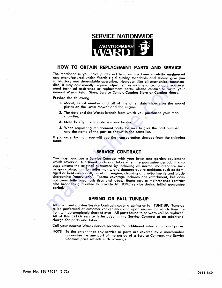 Montgomery Ward ZYJ-120A Owner'S Manual And Parts List Download Page 8