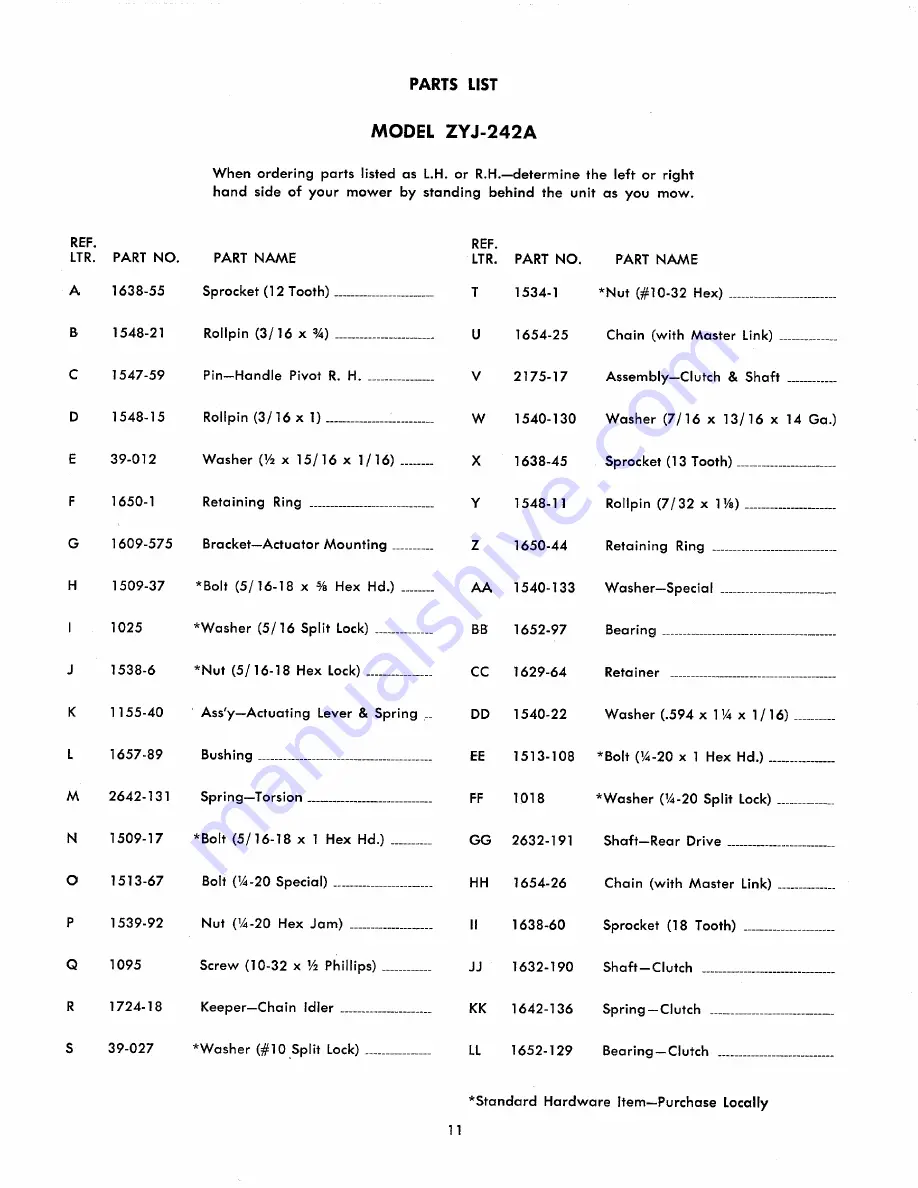 Montgomery Ward ZYJ-242A Owner'S Manual And Parts List Download Page 11