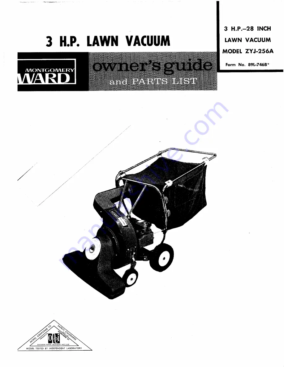 Montgomery Ward ZYJ-256A Owner'S Manual And Parts List Download Page 1