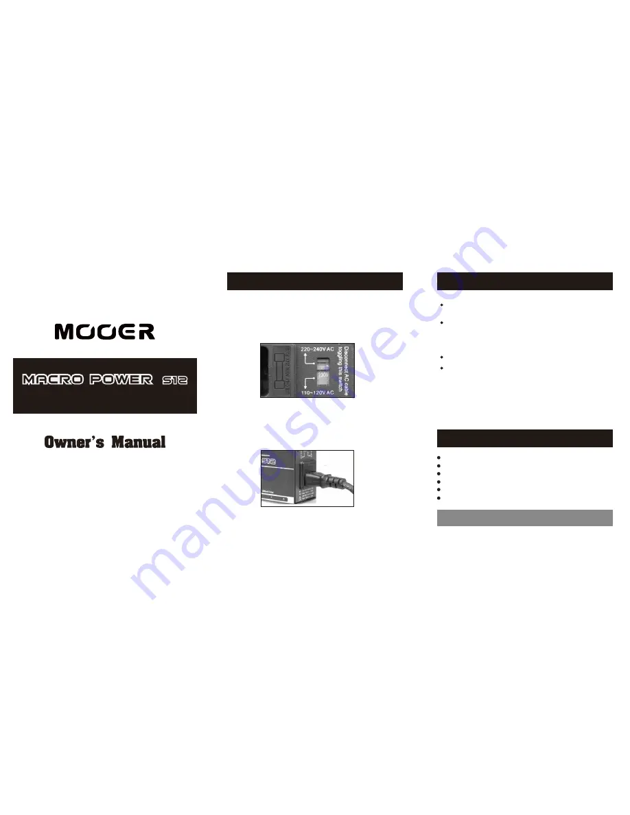 Mooer Macro Power 512 Owner'S Manual Download Page 1