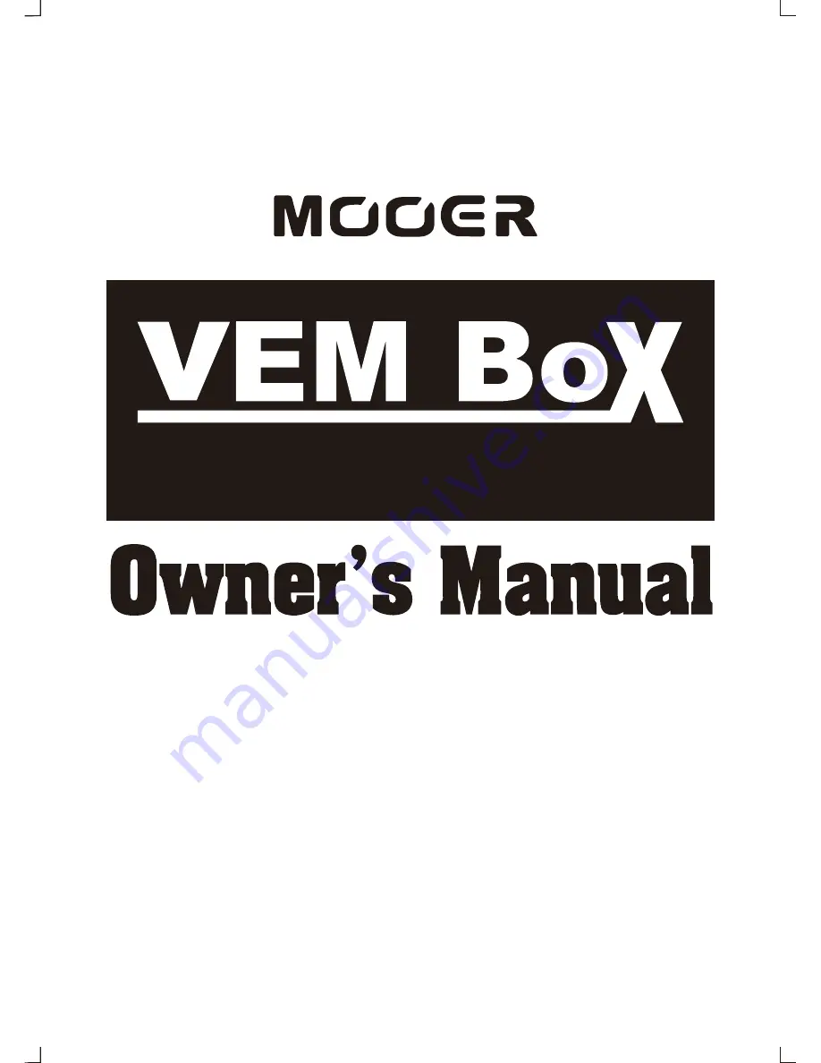 Mooer Vem BOX Owner'S Manual Download Page 1