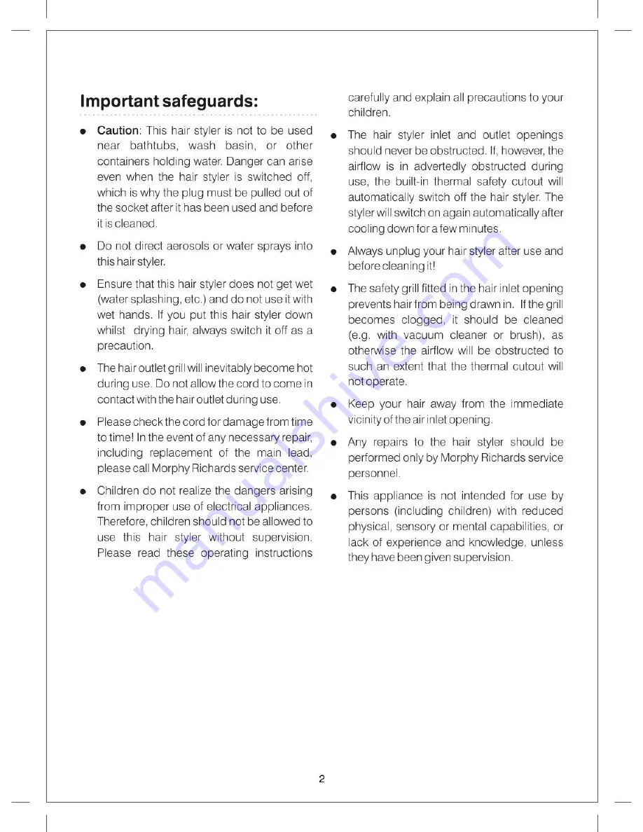 Morphy Richards Style Max Instructions Manual Download Page 2