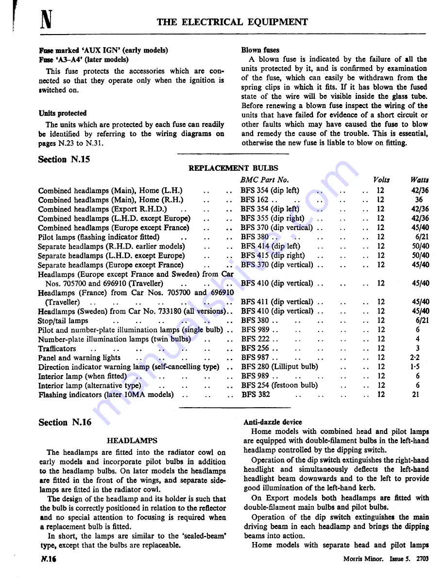 Morris Minor 1000 Workshop Manual Download Page 294