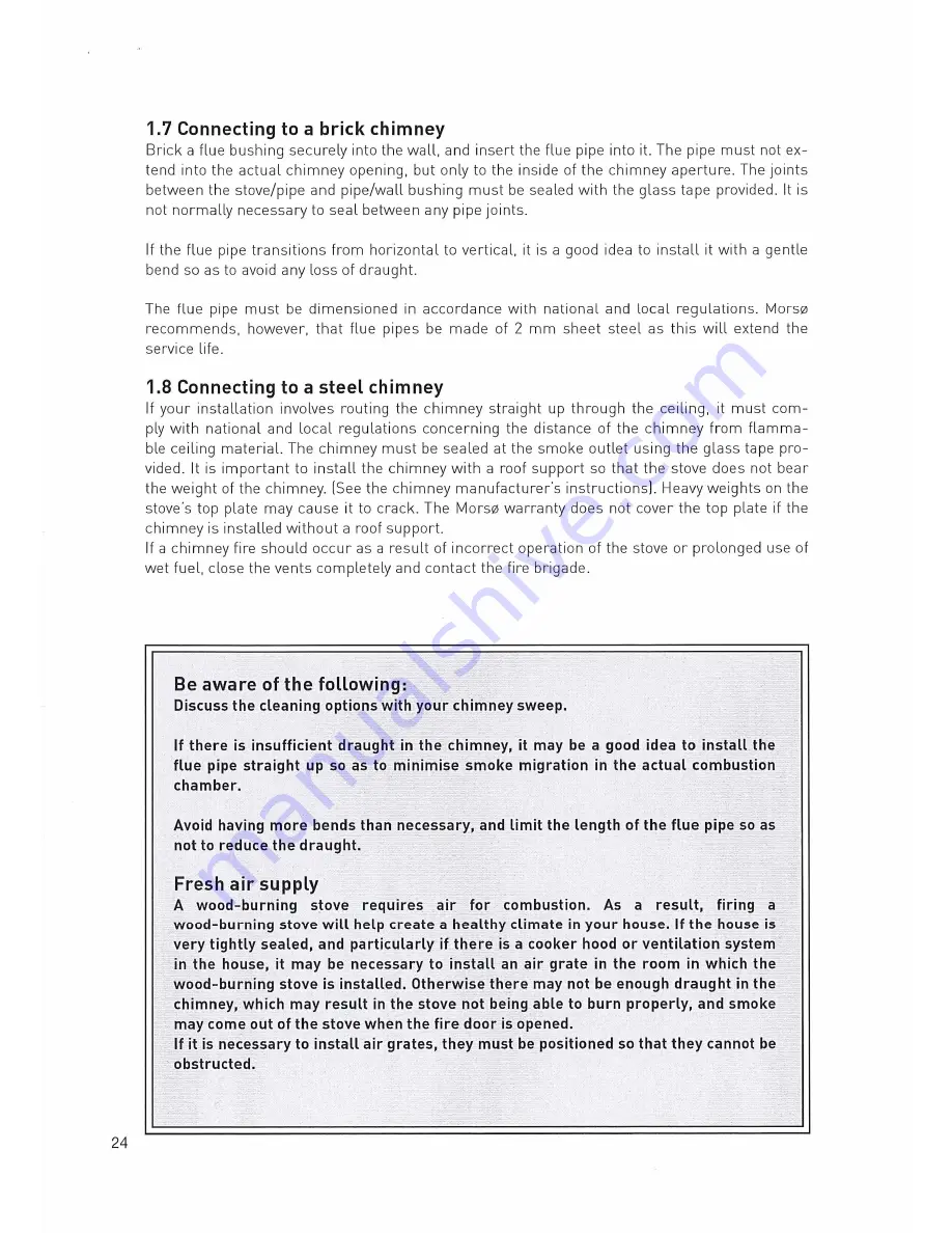 Morsø S50-40 Instructions For Installation And Use Manual Download Page 6