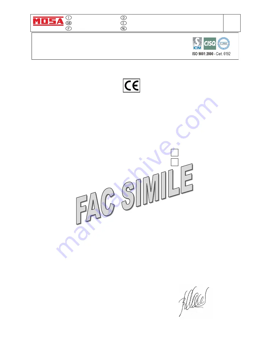 Mosa GE 10000 LD/GS Manual Download Page 64