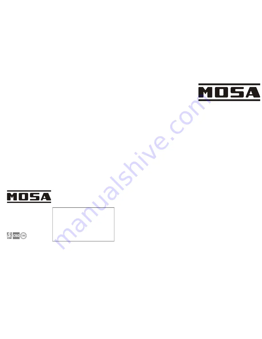 Mosa GE 6000 DES/GS-L Use And Maintenance Manual, Spare Parts Catalog Download Page 1