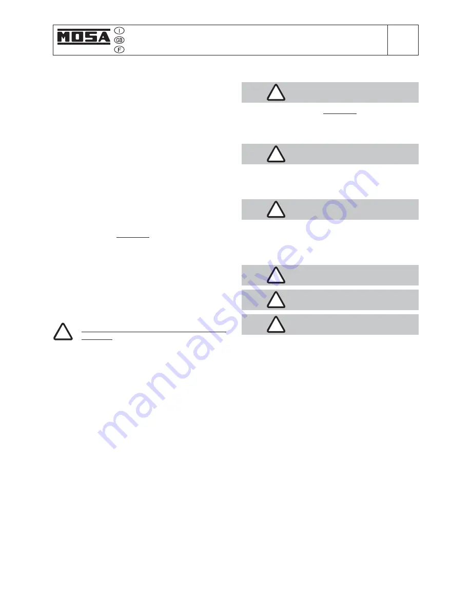 Mosa GE 6000 DES/GS-L Use And Maintenance Manual, Spare Parts Catalog Download Page 36