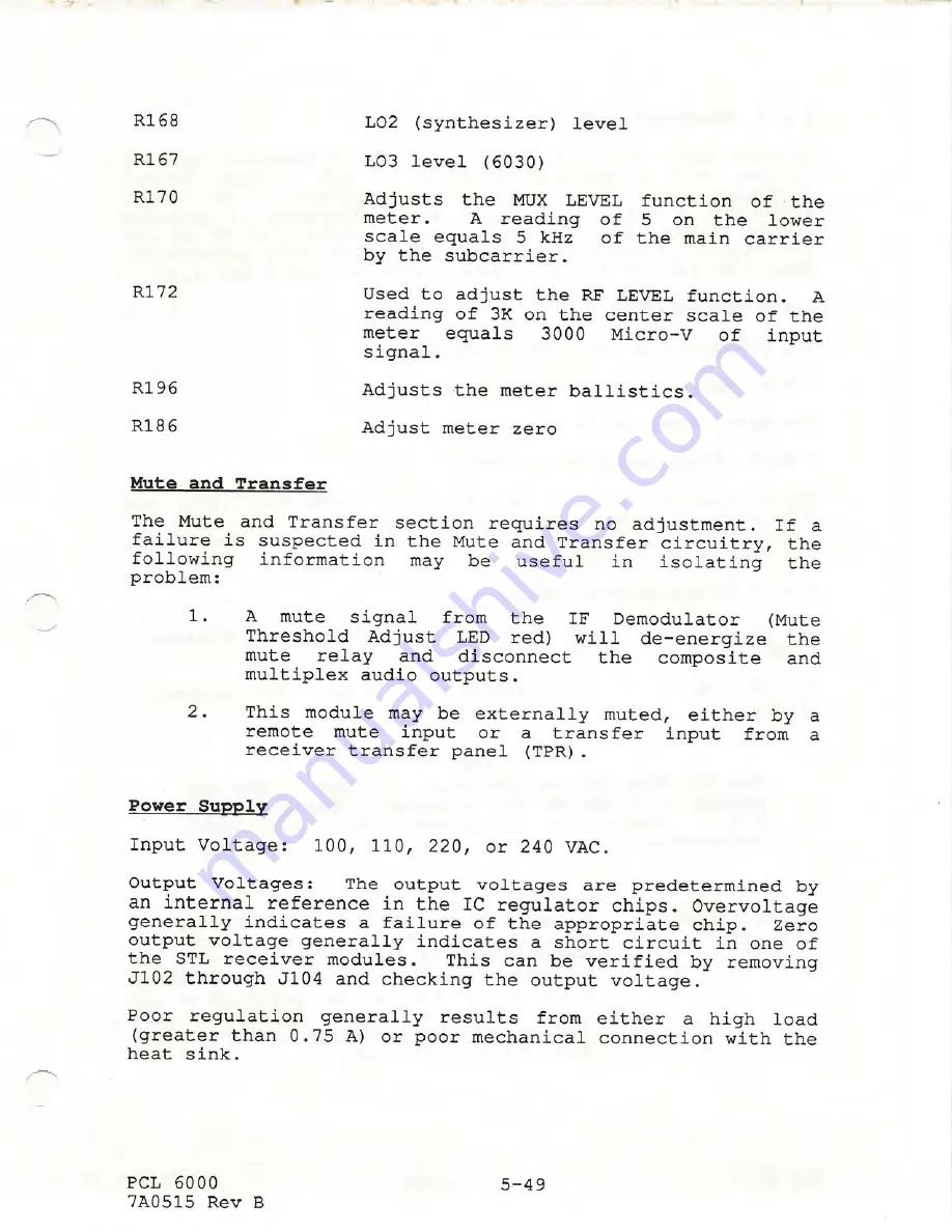 Moseley PCL-6000 Series Technical Manual Download Page 126