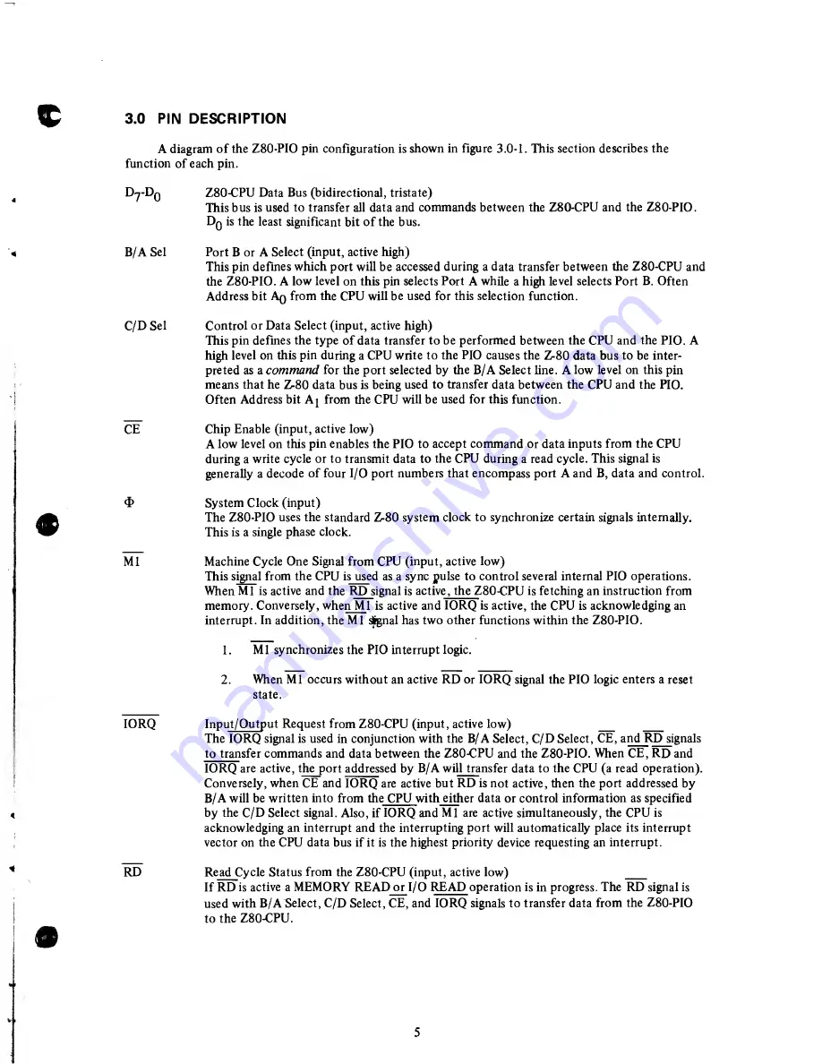 Mostek z80 Technical Manual Download Page 7