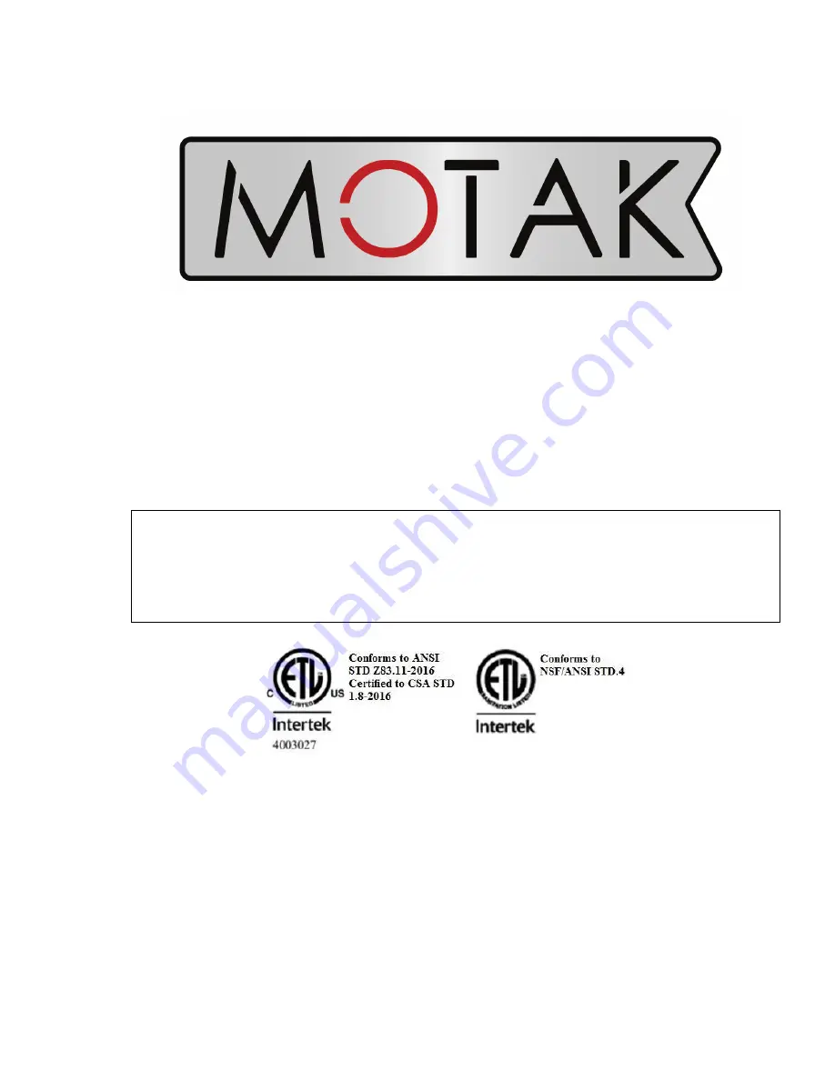 Motak MCO1-N Installation & Operation Manual Download Page 16