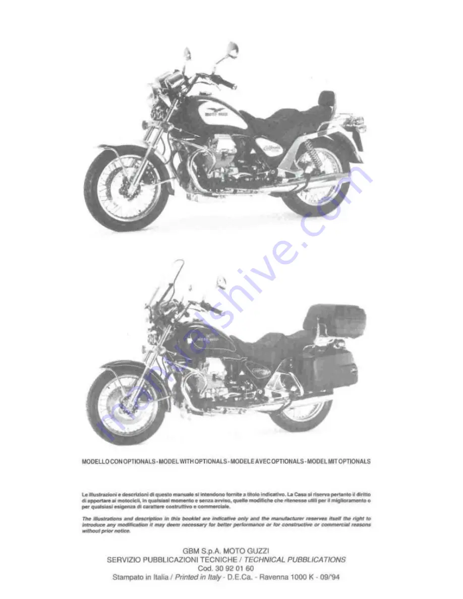 MOTO GUZZI CALIFOANIA 1000 Workshop Manual Download Page 2